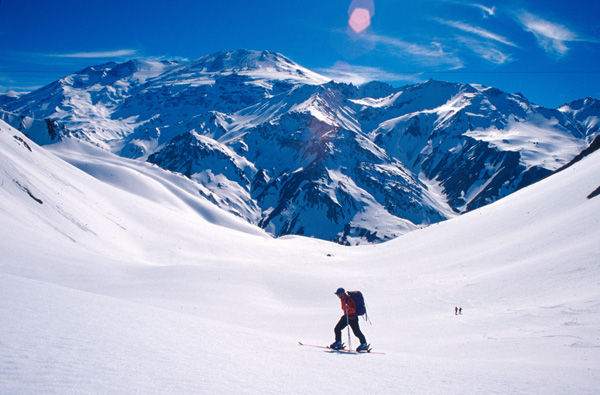 Ski mountaineering above Santiago, Chile