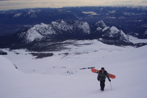 Climbing Volcan Villarrica prior to boarding back down, August 2007. 