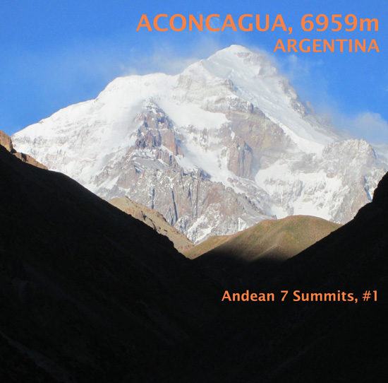 Aconcagua seen from the Vacas valley in stormy weather, January 2018.   