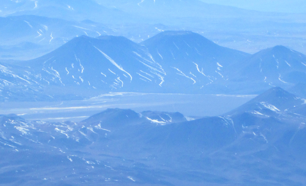 Aguas Blancas behind the Salar de la Isla, as seen from the west..