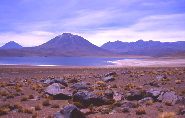 Chilliques in the distance on the left from the Laguna Miscanti