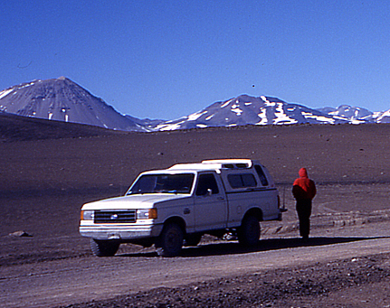 El Fraile and El Muertitio as seen from the 4700m Paso San Francisco on the border between Chile and Argentina.