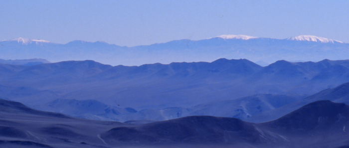 A distant view of Galan on the left seen from the west