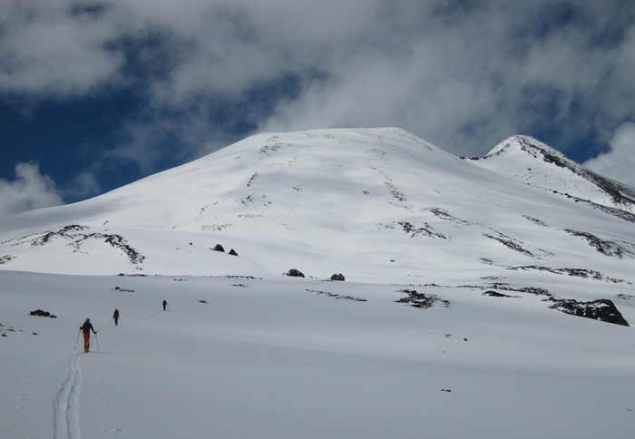 Skiing up Casablanca volcano. 