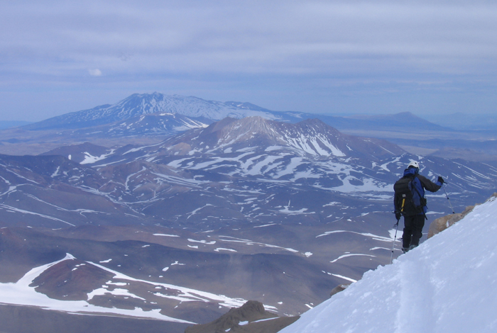 Skiing down from the summit of Domuyo, October 2006.