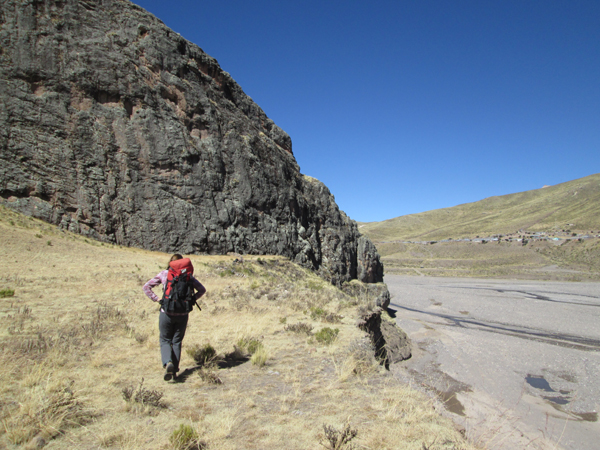 Approaching the crags at Callalli,  hour drive form the town of Chivay 