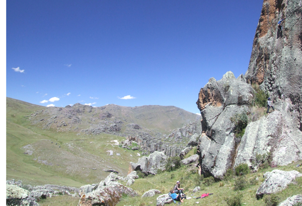 Climbing at Hatunmachay, Cordillera Negra, Peru